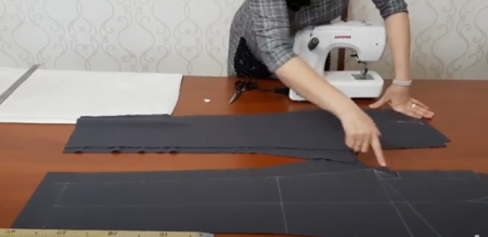 Folding the side, stepped and middle cuts of the trousers (J. Barakbaeva)